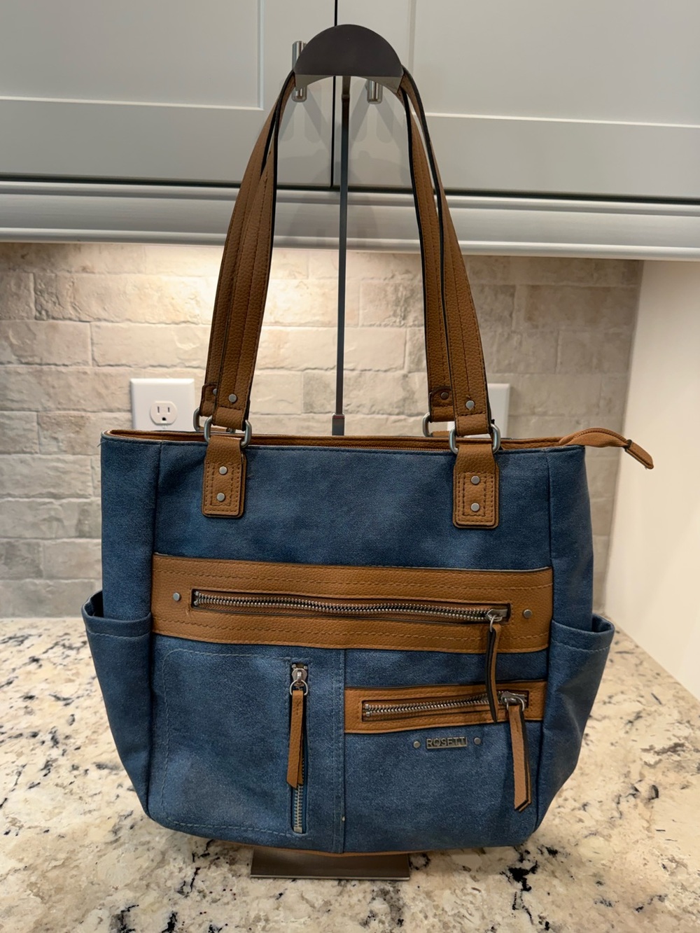 Rosetti EUC Blue & Tan Shoulder Tote